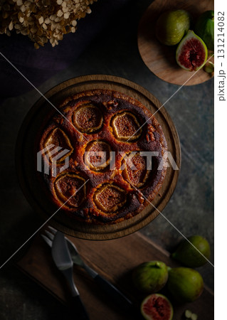 Fig Tart on a Wooden Stand 131214082