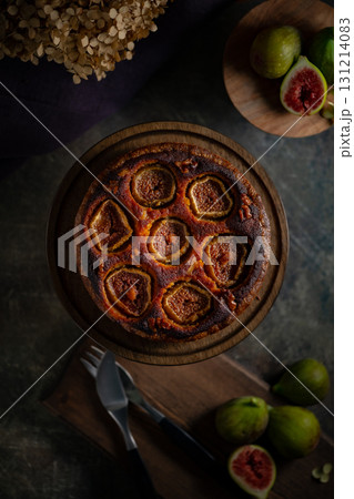 Fig Tart on a Wooden Stand Fig Tart on a Wooden Stand 131214083