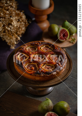 Fig Tart on a Wooden Stand 131214085