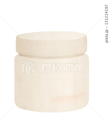 ベージュのデオドラントクリーム容器 水彩イラスト PNG 透過背景 131214197