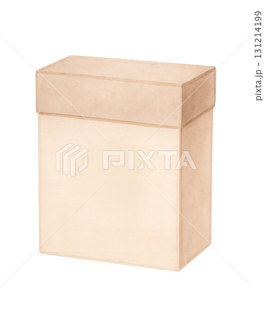 ベージュのギフトボックス 水彩イラスト PNG 透過背景 131214199