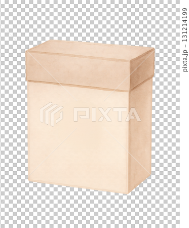 ベージュのギフトボックス 水彩イラスト PNG 透過背景 131214199