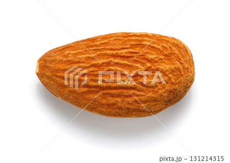 Almond nut on an White background. Raw almond. Close-up. 131214315
