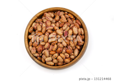 red kidney beans in wooden spoon isolated on white background. 131214468