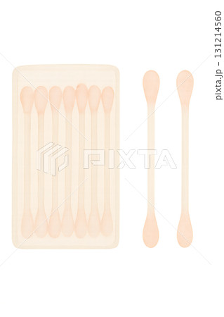 平置きの綿棒セット 水彩イラスト PNG 透過背景 平置きの綿棒セット 水彩イラスト PNG 透過背景 131214560