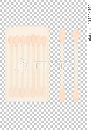 平置きの綿棒セット 水彩イラスト PNG 透過背景 平置きの綿棒セット 水彩イラスト PNG 透過背景 131214560