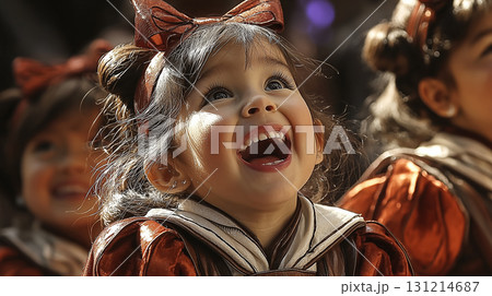 ハロウィンを楽しむ子どもたち｜仮装で笑顔あふれる秋の思い出 131214687