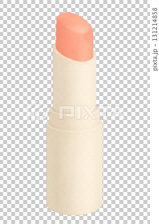 コーラルピンクのリップバーム スティック型 水彩イラスト PNG 透過背景 131214858