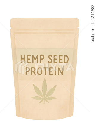 麻プロテインパウチ 水彩イラスト PNG 透過背景 131214982
