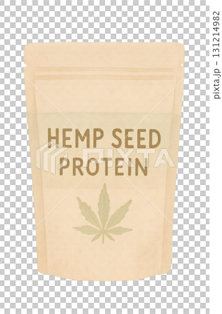麻プロテインパウチ 水彩イラスト PNG 透過背景 131214982