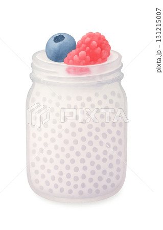 チアプディングとベリー 水彩イラスト PNG 透過背景 131215007