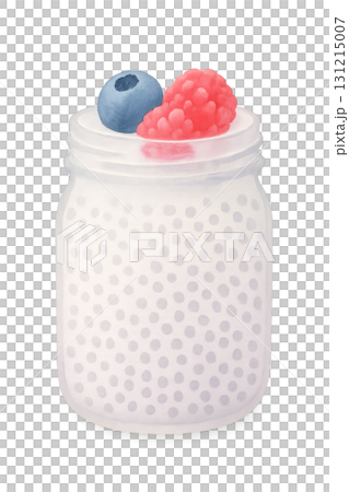 チアプディングとベリー 水彩イラスト PNG 透過背景 131215007