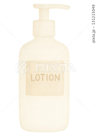 アイボリーポンプの化粧水ボトル 水彩イラスト PNG 透過背景 131215049