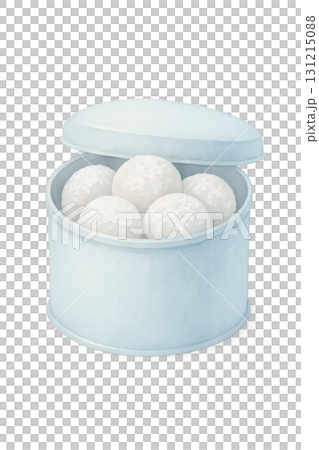 白い缶入りの丸いクッキー 水彩イラスト PNG 透過背景（上面） 131215088