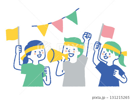 運動会で声援を送る子どもたち_色 運動会で声援を送る子どもたち_色 131215265