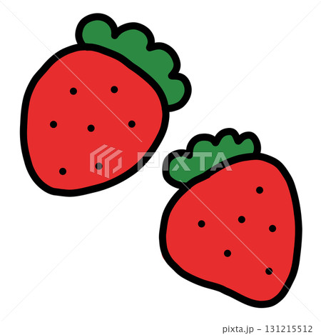 手描き線画の可愛いいちごのイラスト 131215512