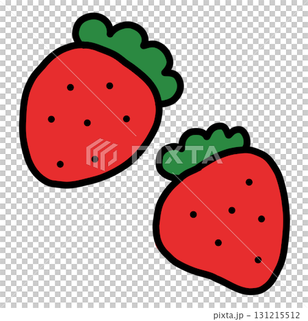 手描き線画の可愛いいちごのイラスト 131215512