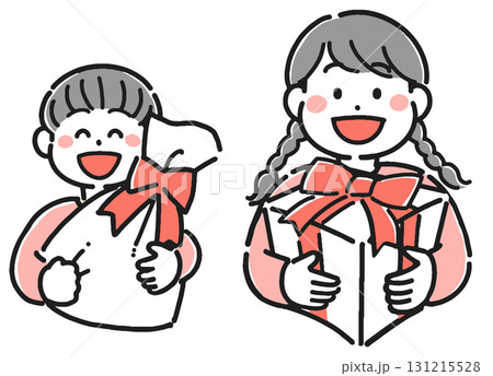 プレゼントを持った子供たちのイラスト 131215528