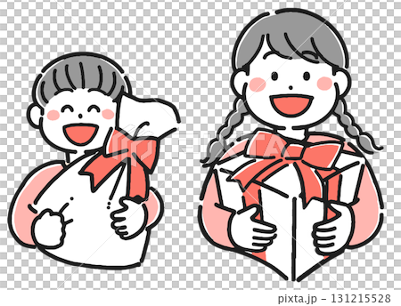 プレゼントを持った子供たちのイラスト 131215528