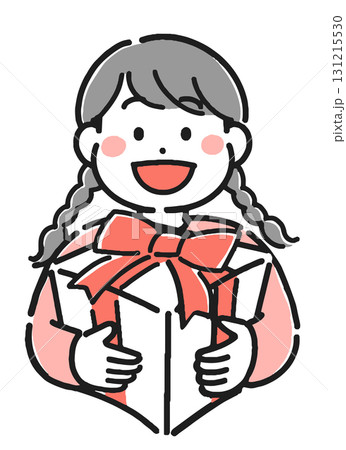 プレゼントを持った女の子のイラスト 131215530