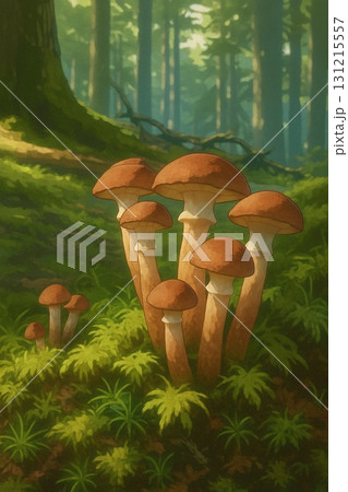 ナラタケの森 Cluster of Honey Mushrooms in Forest 131215557