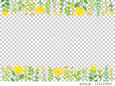 黃色花垂直框背景，花卉裝飾設計材料 131215652