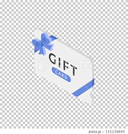 Isometric icon of gift card with ribbon (vector) 131216645