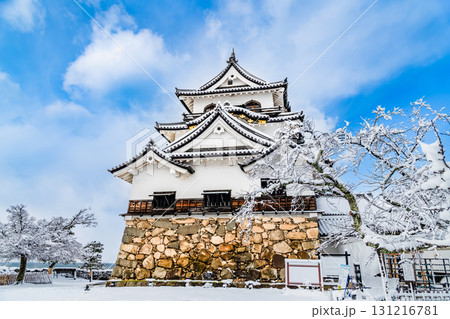 滋賀 彦根城 雪化粧した天守 滋賀 彦根城 雪化粧した天守 131216781