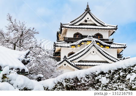 滋賀 彦根城 雪化粧した天守 滋賀 彦根城 雪化粧した天守 131216793