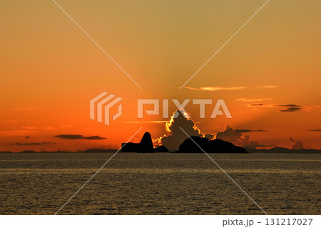 五島灘、角力灘、大角力の夕景 131217027