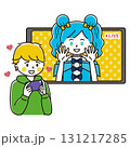 ライブ配信をする女性アイドルを推す男性のイラスト 131217285