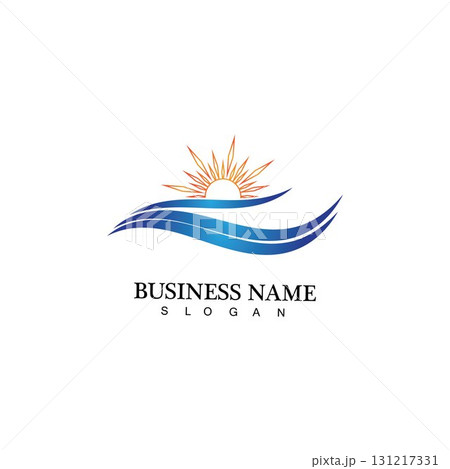 Water wave and sun icon vector illustration design logo 131217331
