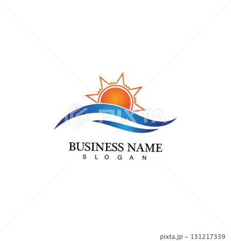 Water wave and sun icon vector illustration design logo 131217339
