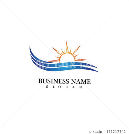 Water wave and sun icon vector illustration design logo Water wave and sun icon vector illustration design logo 131217342