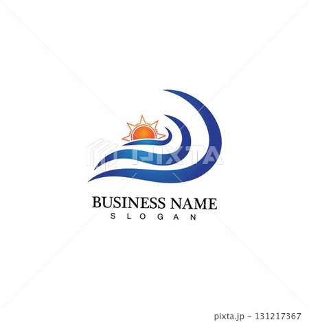 Water wave and sun icon vector illustration design logo 131217367