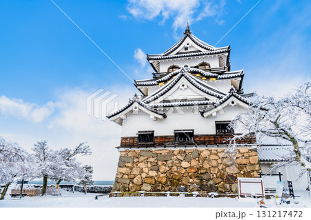 滋賀 彦根城 雪化粧した天守 滋賀 彦根城 雪化粧した天守 131217472