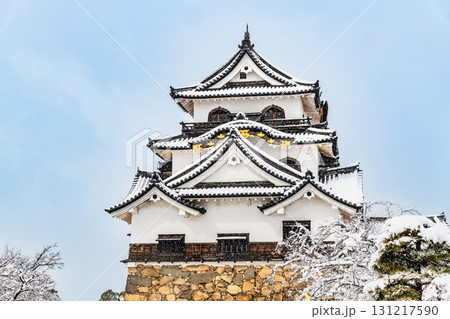 滋賀 彦根城 雪化粧した天守 滋賀 彦根城 雪化粧した天守 131217590