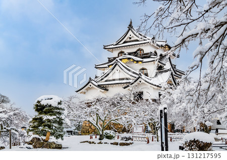 滋賀 彦根城 雪化粧した天守 滋賀 彦根城 雪化粧した天守 131217595