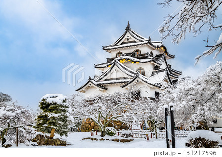 滋賀 彦根城 雪化粧した天守 滋賀 彦根城 雪化粧した天守 131217596
