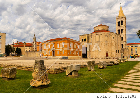 Remains of Roman forum in Zadar with church of St. Donatus Remains of Roman forum in Zadar with church of St. Donatus 131218203