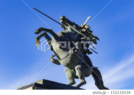 山形市霞城公園と最上義光の騎馬像 山形市霞城公園と最上義光の騎馬像 131218316