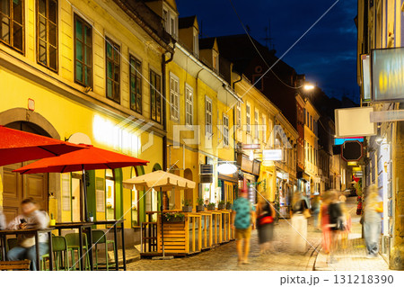 Summer evening view of Tkalciceva Street in Zagreb, Croatia 131218390
