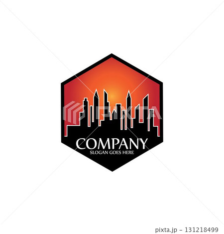 Modern City skyline . city silhouette. vector illustration in flat design 131218499