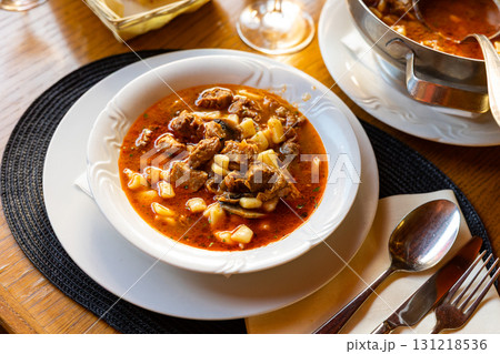 Restaurant of national Croatian cuisine offers guests dish kobanak Restaurant of national Croatian cuisine offers guests dish kobanak 131218536