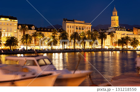 Skyline of city Split and harbour in Evening 131218550