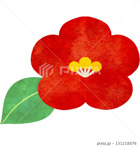 水彩風に描いた椿の花のイラスト 水彩風に描いた椿の花のイラスト 131218876