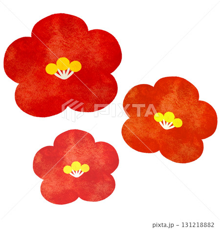 水彩風に描いた椿の花のイラスト 131218882