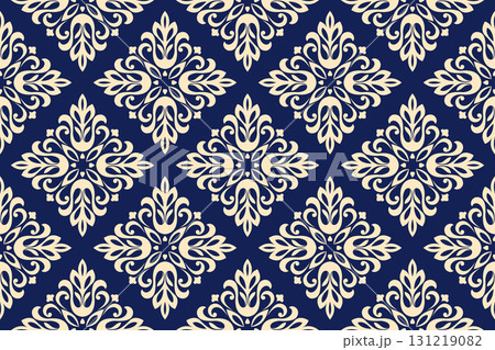 Wallpaper in the style of Baroque. Dark blue and golden floral ornament. Seamless vector background. Graphic pattern for fabric, wallpaper, packaging. Ornate Damask flower illustration Wallpaper in the style of Baroque. Dark blue and golden floral ornament. Seamless vector background. Graphic pattern for fabric, wallpaper, packaging. Ornate Damask flower illustration 131219082