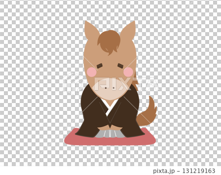 Illustration of a cute horse in Japanese clothing 2 Illustration of a cute horse in Japanese clothing 2 131219163