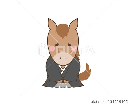 和装のかわいい馬のイラスト1 和装のかわいい馬のイラスト1 131219165